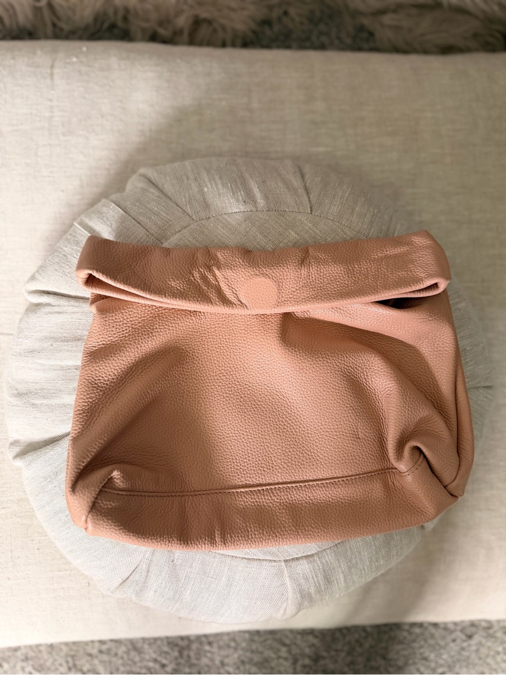 Classic Fold-Top Women's Leather Clutch in Blush